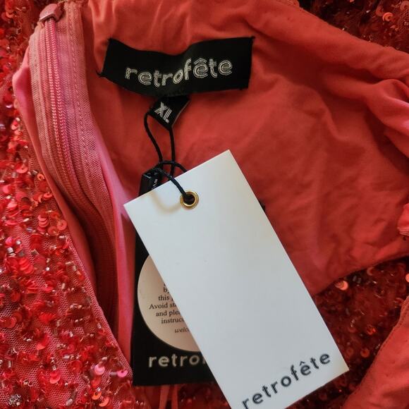 Retrofete Katerina Sequin Dress in Calypso Coral Maxi Size XL NWT Halter - Picture 11 of 13